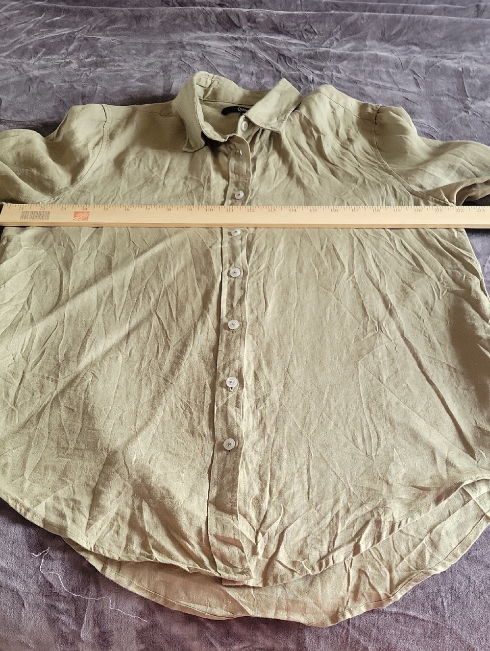 Quince Womens 100% European Linen Long Sleeve Shirt Olive Green Size Large - Picture 6 of 9